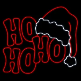 Figura de Natal 2D Luminosa - HoHoHo com Chapéu