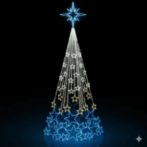 Árvore de Natal Luminosa Gigante LED Fabricada em Estrutura Metálica - Chuva de Estrelas