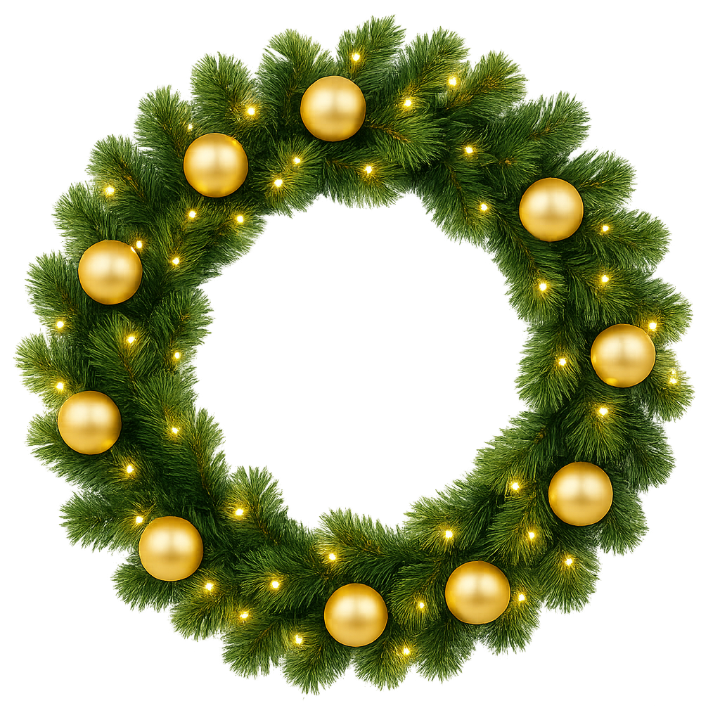 Guirlanda Decorada Bolas com LED Dourada