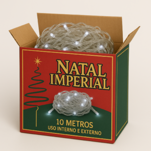 Pisca de Natal 100 Led Fixo, Fio Verde Ø2,2 mm IP44 Uso Externo 10 Metros