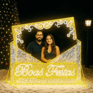 Figura De Natal Iluminada 3D - Carta Postal Interativa