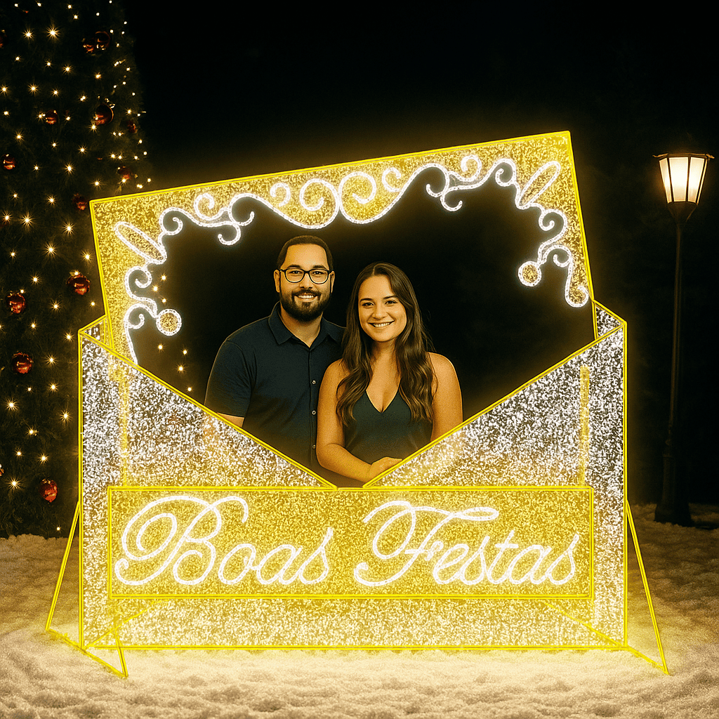 Figura De Natal Iluminada 3D - Carta Postal Interativa