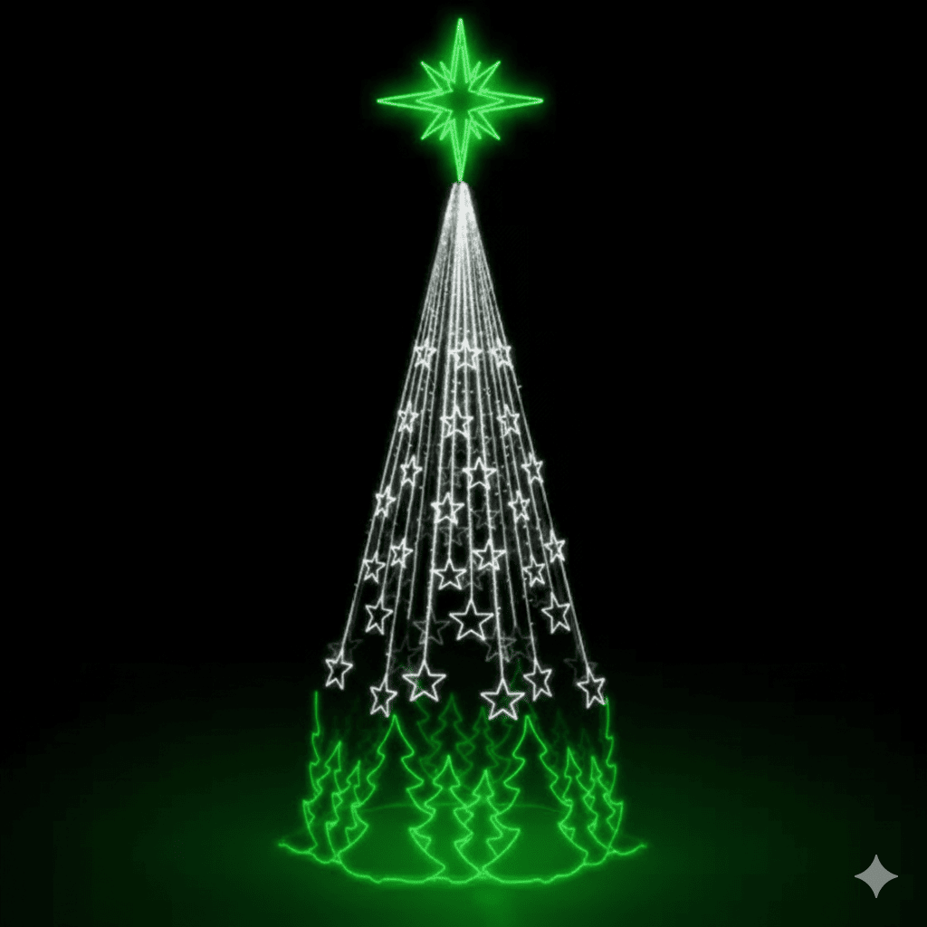 Árvore de Natal Gigante Pinheiro sob Estrelas LED