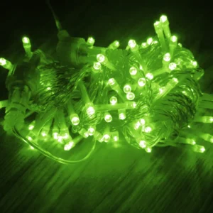 Pisca de Natal 100 Led Fixo, Fio Verde Ø2,2 mm IP44 Uso Externo 10 Metros