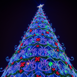 Árvore de Natal Azul de Laços