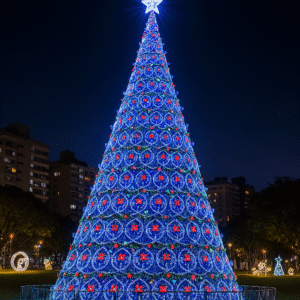 Árvore de Natal Azul de Laços