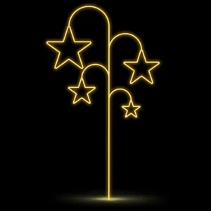 Figura Iluminada 2D - Poste com 4 Estrelas