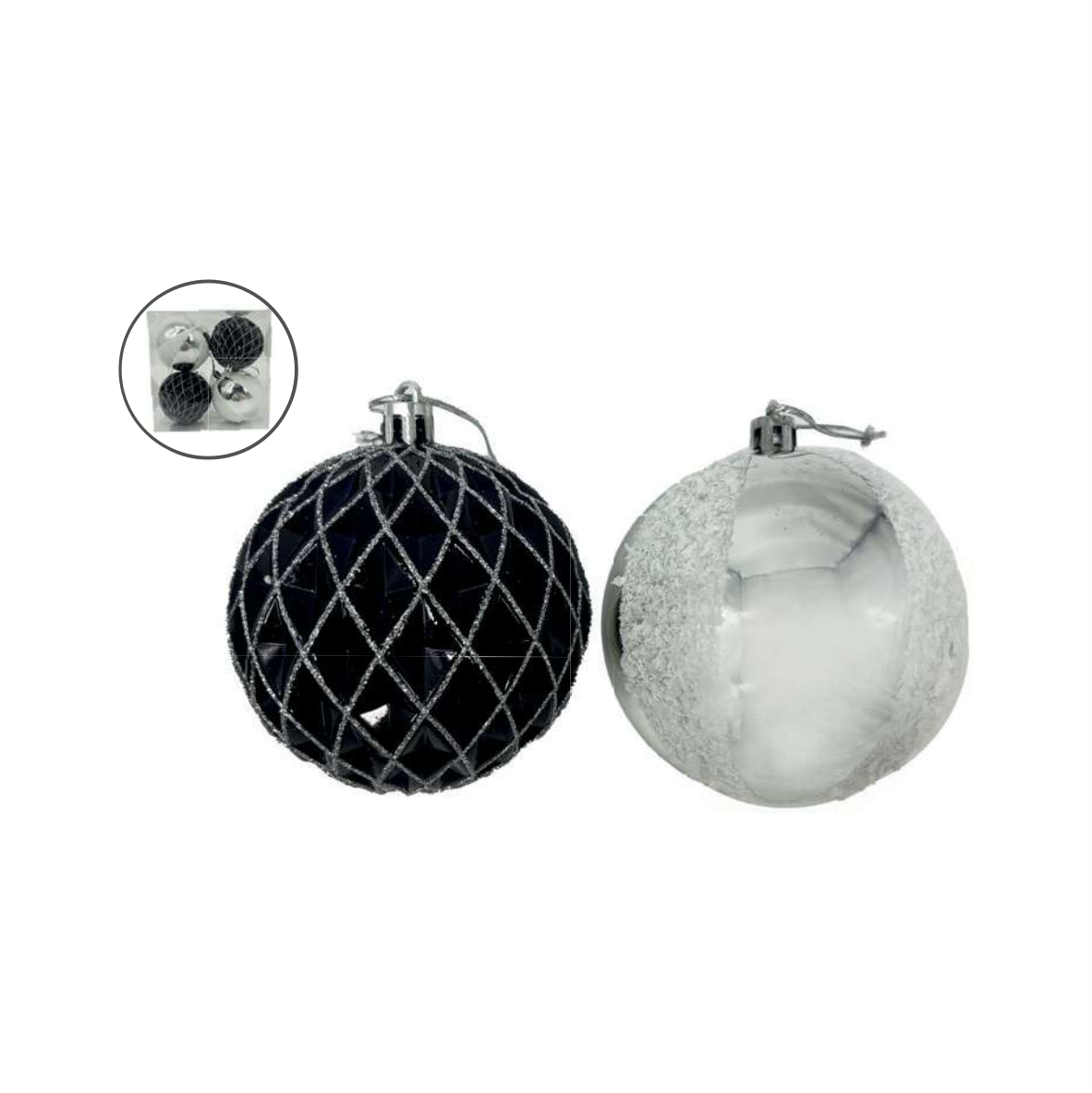 Kit Bolas Preto & Prata – Glamour de Inverno