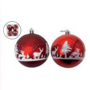 Kit Bolas Vermelhas com Cena Natalina – Floresta Encantada