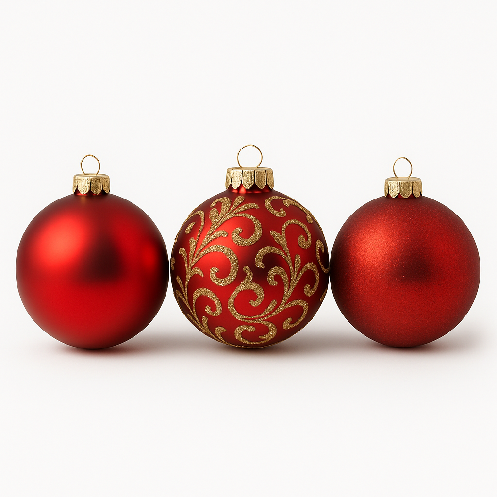 Conjunto Luxo Natalino Rubi – 6 Bolas Decorativas 8cm