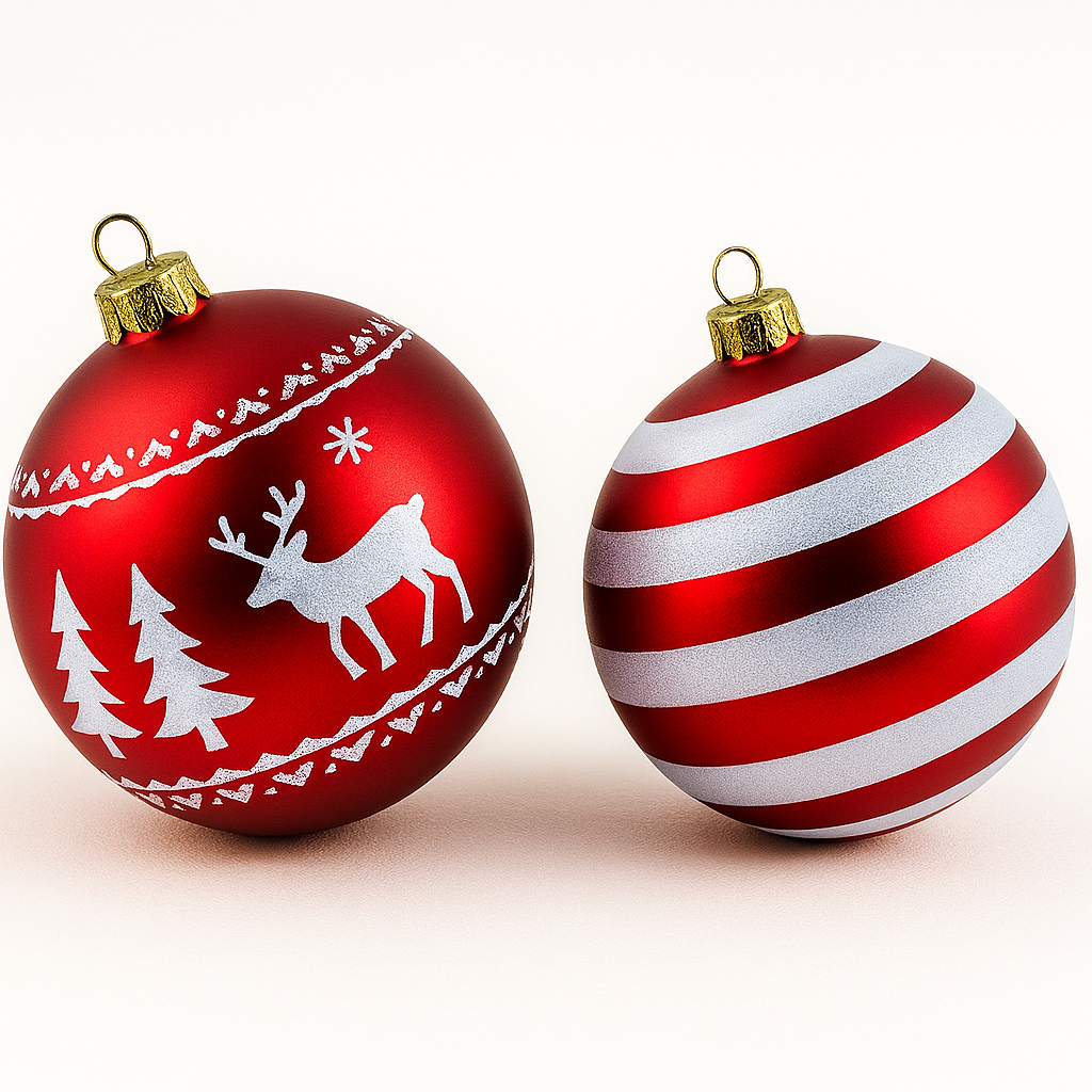 Conjunto Merry Natal – 6 Bolas Decorativas 8cm