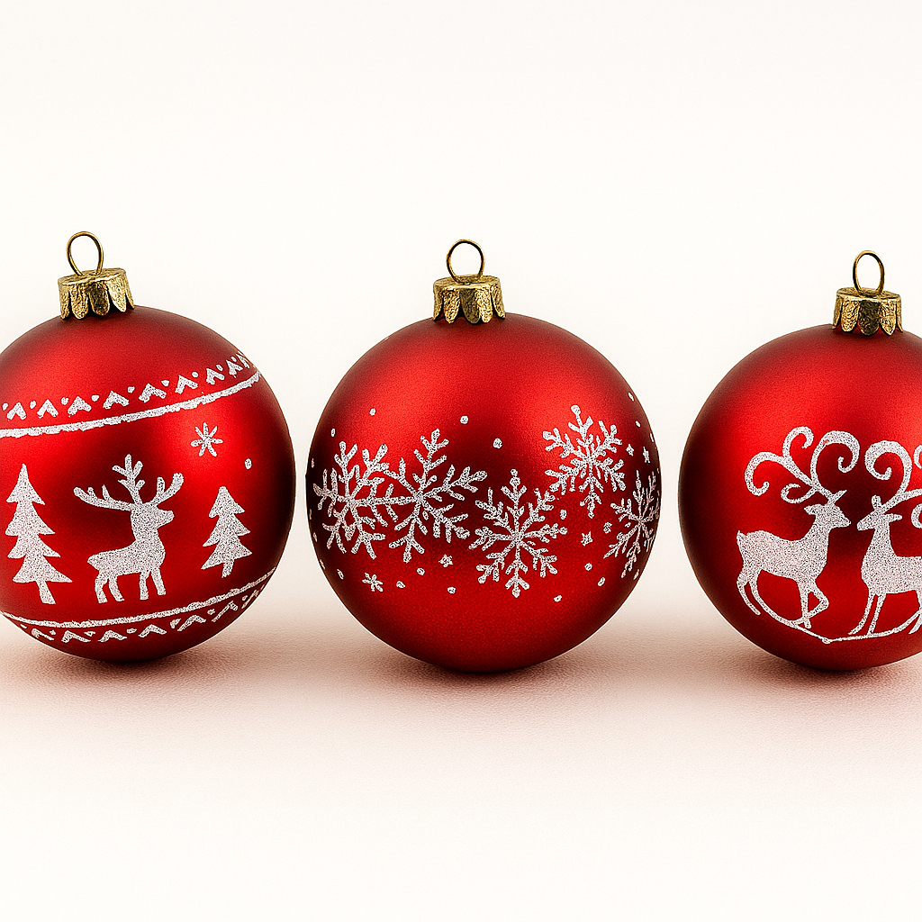Conjunto Natal Encantado – 6 Bolas Decorativas 8cm