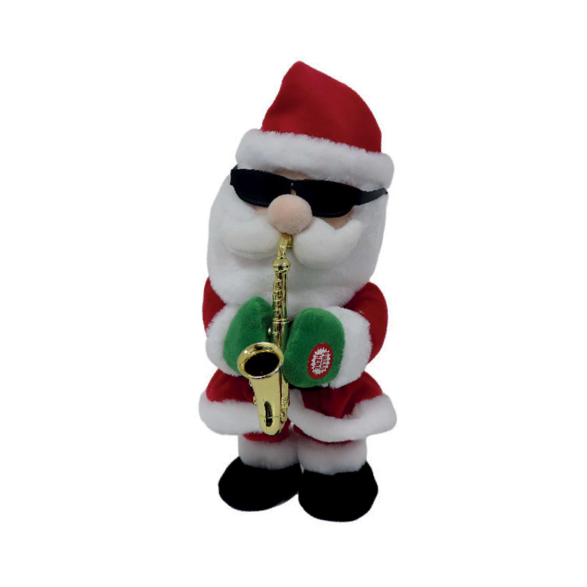 Enfeite Mecanizado Musical/ Movimento Papai Noel Sax 33cm