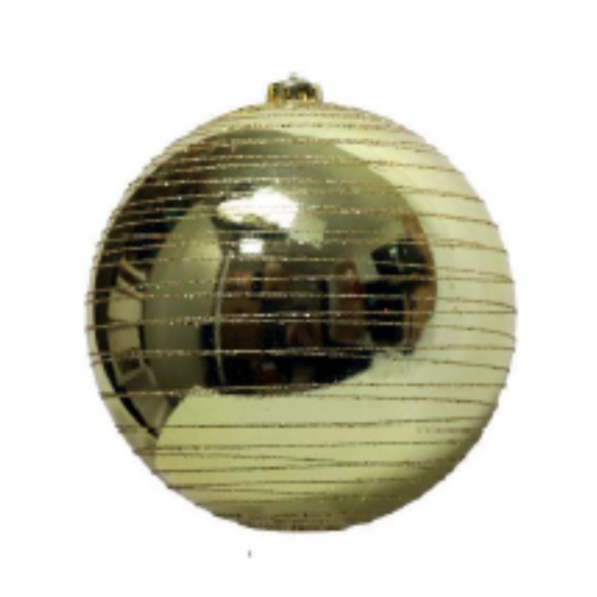 Bola Luxo Dourada Espelhada com Listras Glitter