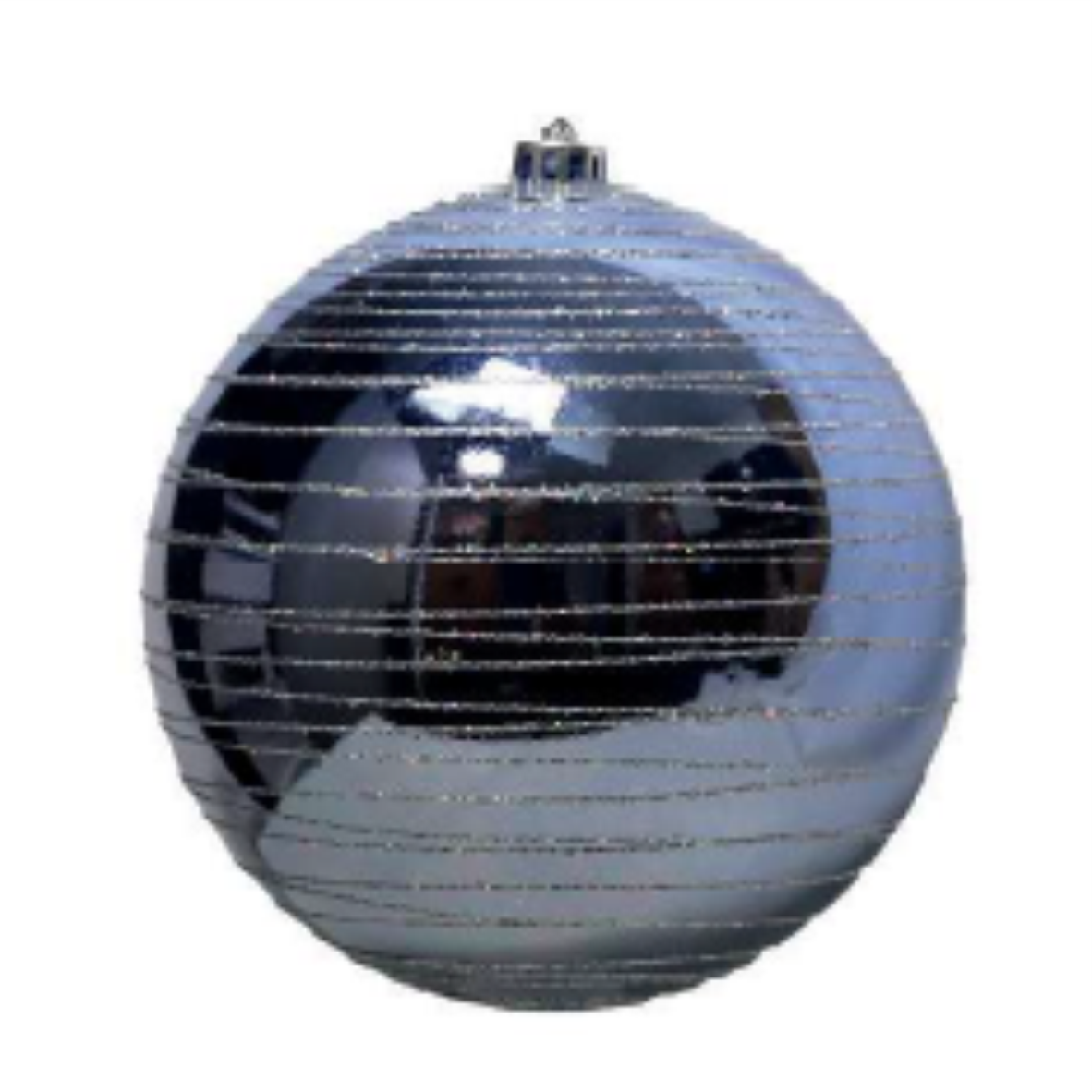 Bola Azul Espelhada com Listras de Prata