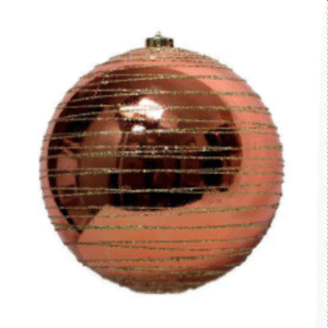 Bola Vermelha Espelhada com Listras Douradas