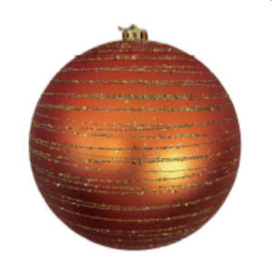 Bola Vermelha Fosca com Listras Douradas Clássica