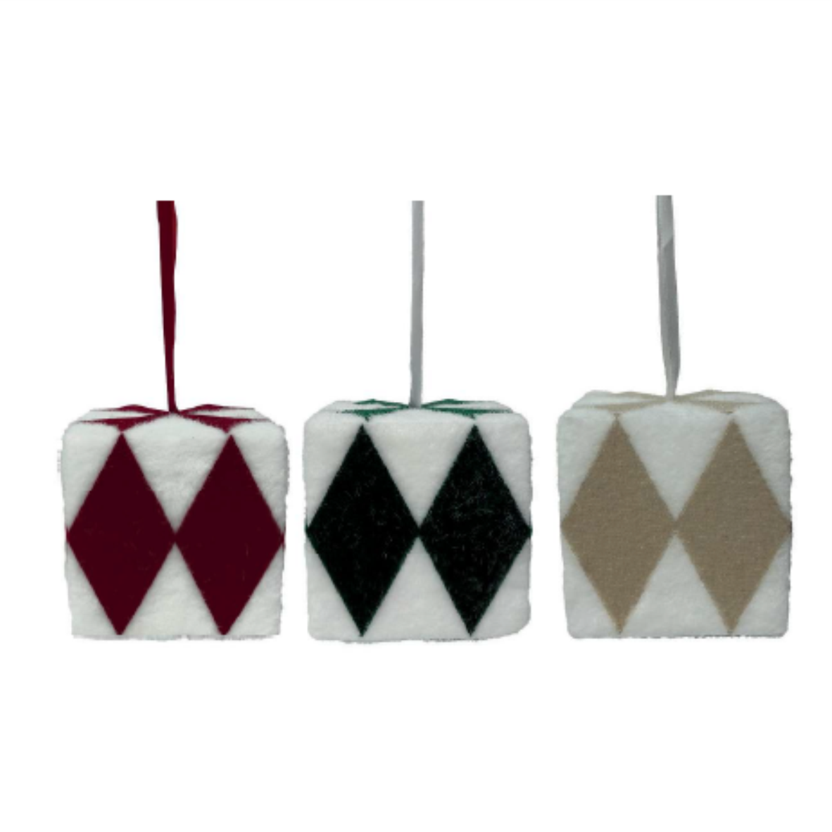 Pendente Cubo Decorativo com Estampa de Losangos