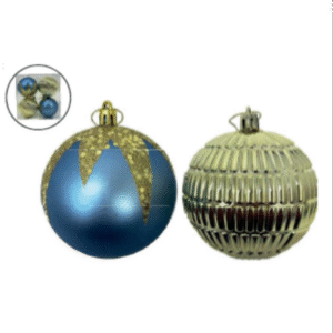 Bolas Natalinas Azul & Dourado – Elegância Clássica