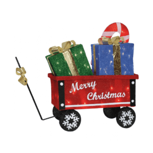 Enfeite Carrinho dos Elfos 3D Iluminado