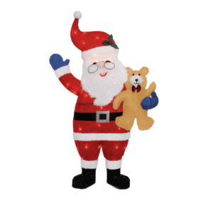 Enfeite Papai Noel com Urso 3D Iluminado