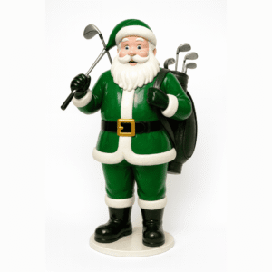 Papai Noel Jogador de Golfe em Fibra de Vidro