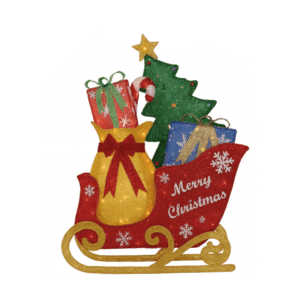 Enfeite Trenó com Presentes 3D Iluminado