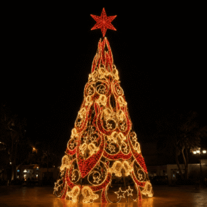 Árvore de Natal Luminosa Gigante LED - Sinos e Estrelas