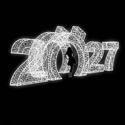 Figura de Natal Luminosa - Letreiro 2027 3D com Passagem Dupla