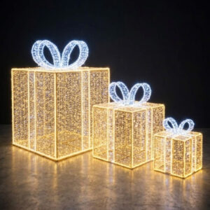 Figura de Natal Luminosa - Conjunto 3 Caixa de Presentes