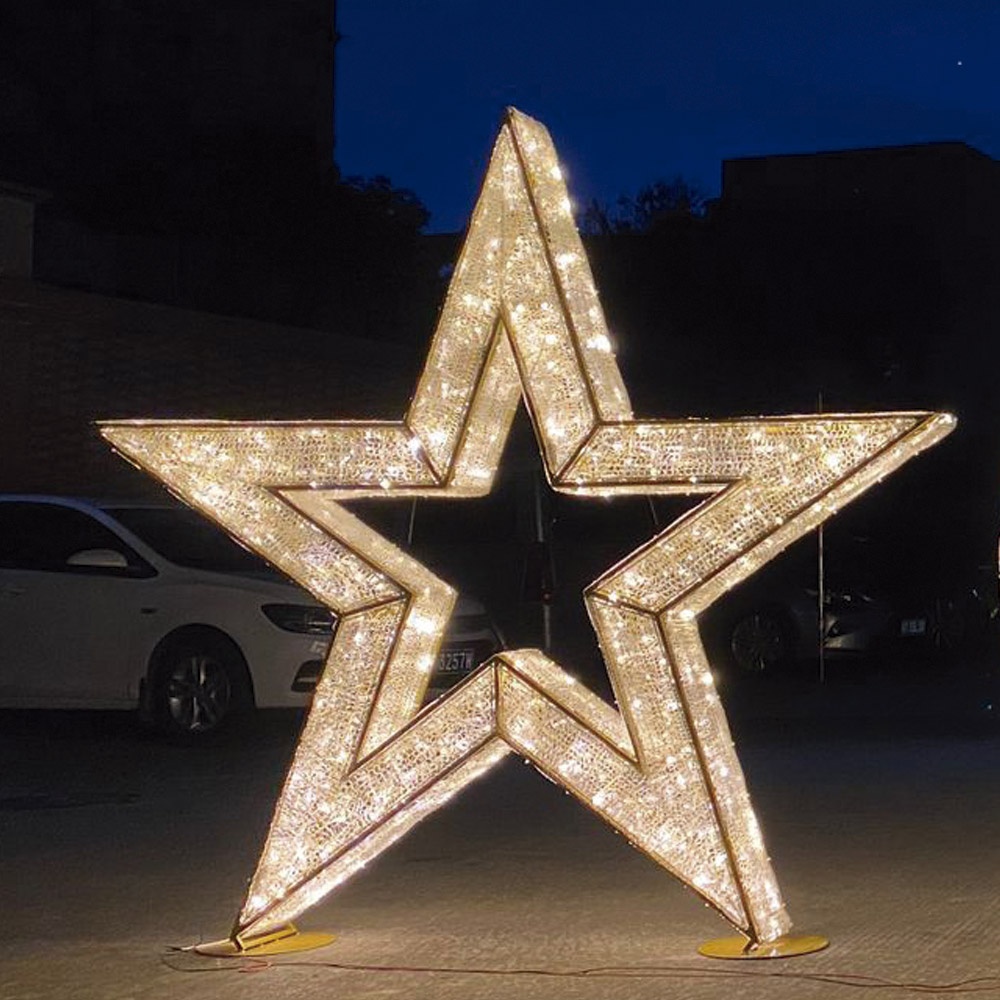 Figura de Natal Luminosa - Estrela Linha Gold 3D