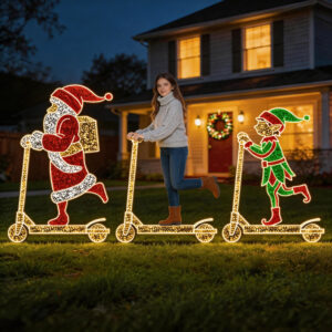 Figura de Natal Luminosa - Passeio do Patinete Interativo